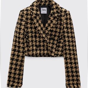 Zara CROPPED TEXTURED BLAZER